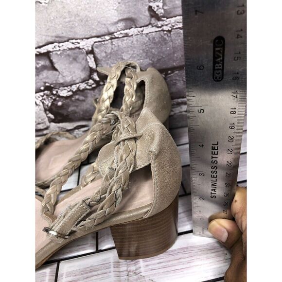 Silent D Raxiera Gold Braided Leather Block Heel Sandals Women’s Sz 38EU/7.5M US - Picture 10 of 16